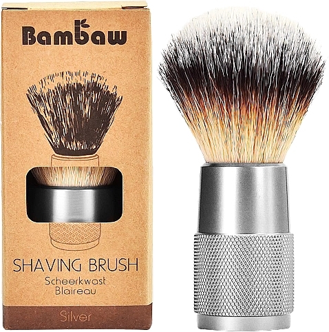 Shaving Brush, silver - Bambaw Vegan Shaving Brush Silver — photo N1