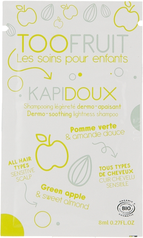 Moisturizing Lightweight Shampoo 'Apple & Almond' - TOOFRUIT Kapidoux Dermo-soothing Lightness Shampoo (sample) — photo N3