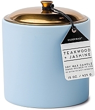 Scented Candle 'Teak Wood & Jasmine', 3 wicks - Paddywax Hygge Ceramic Candle Blue Teakwood & Jasmine — photo N2