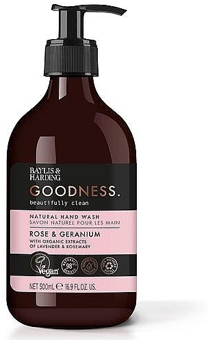 Hand Liquid Soap - Baylis & Harding Goodness Rose & Geranium Natural Hand Wash — photo N1