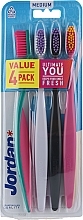 Toothbrush 4 pcs., medium, green + pink + grey + black - Jordan Ultimate You Medium — photo N1