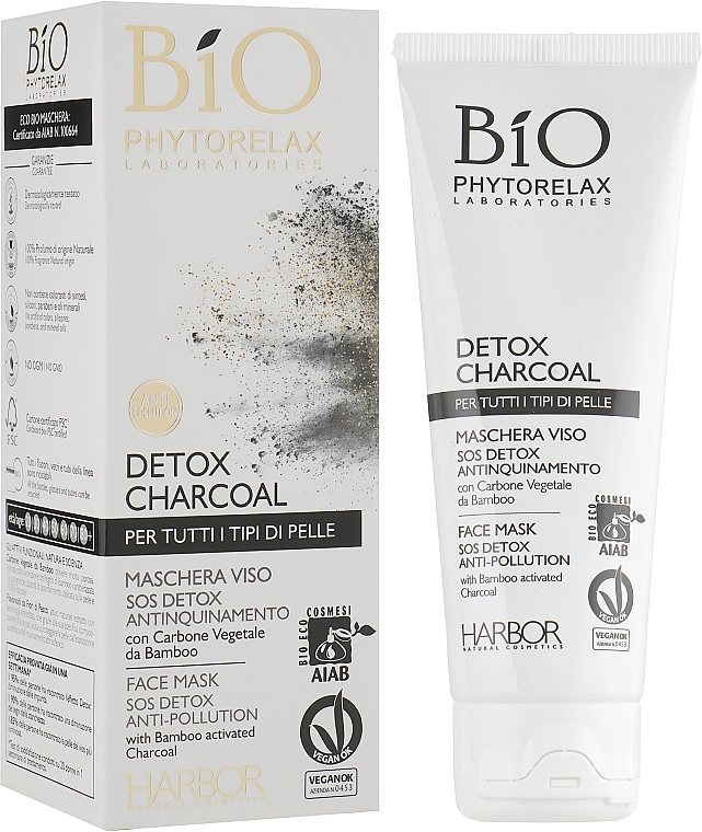 Face Cleansing Detox Mask with Activated Charcoal - Phytorelax Laboratories Bio Phytorelax Detox Charcoal Face Mask Sos Detox Anti-Pollution — photo N7