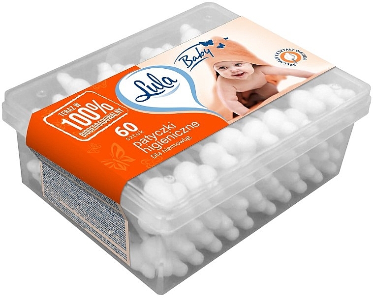 Kids Cotton Buds, rectangular, 60 pcs - LULA Baby Bio — photo N2