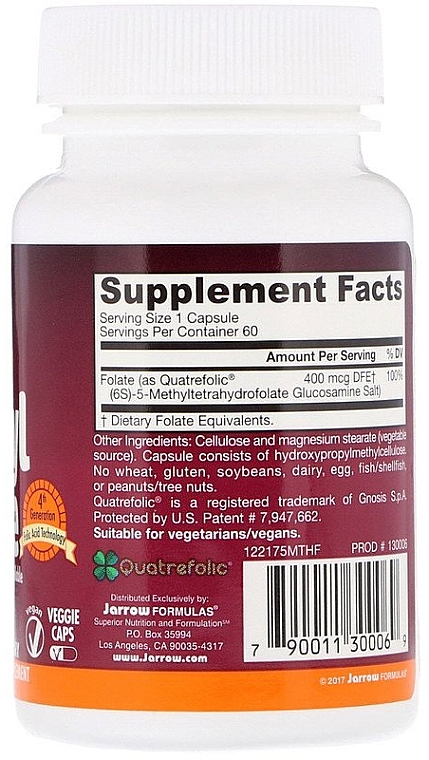 Methyl Folate, 400 mcg - Jarrow Formulas Methyl Folate, 400 mcg — photo N4