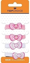 Hair Ties "Bows", 25709, white and pink - Top Choice — photo N1