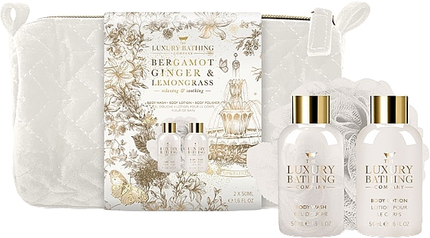 Set - Grace Cole The Luxury Bathing Bergamot Ginger & Lemongrass Perfect Pamper (sh/gel/50ml + b/lot/50ml + sponge/1pc + bag/1pc) — photo N1