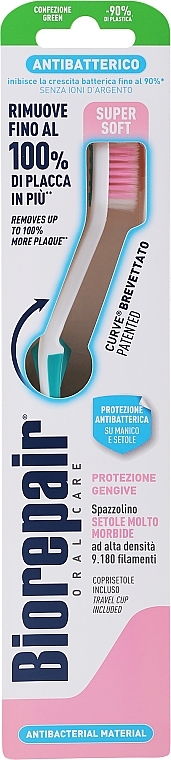 Toothbrush "Perfect Cleaning", soft, turquoise & white - Biorepair Oral Care Pro — photo N1
