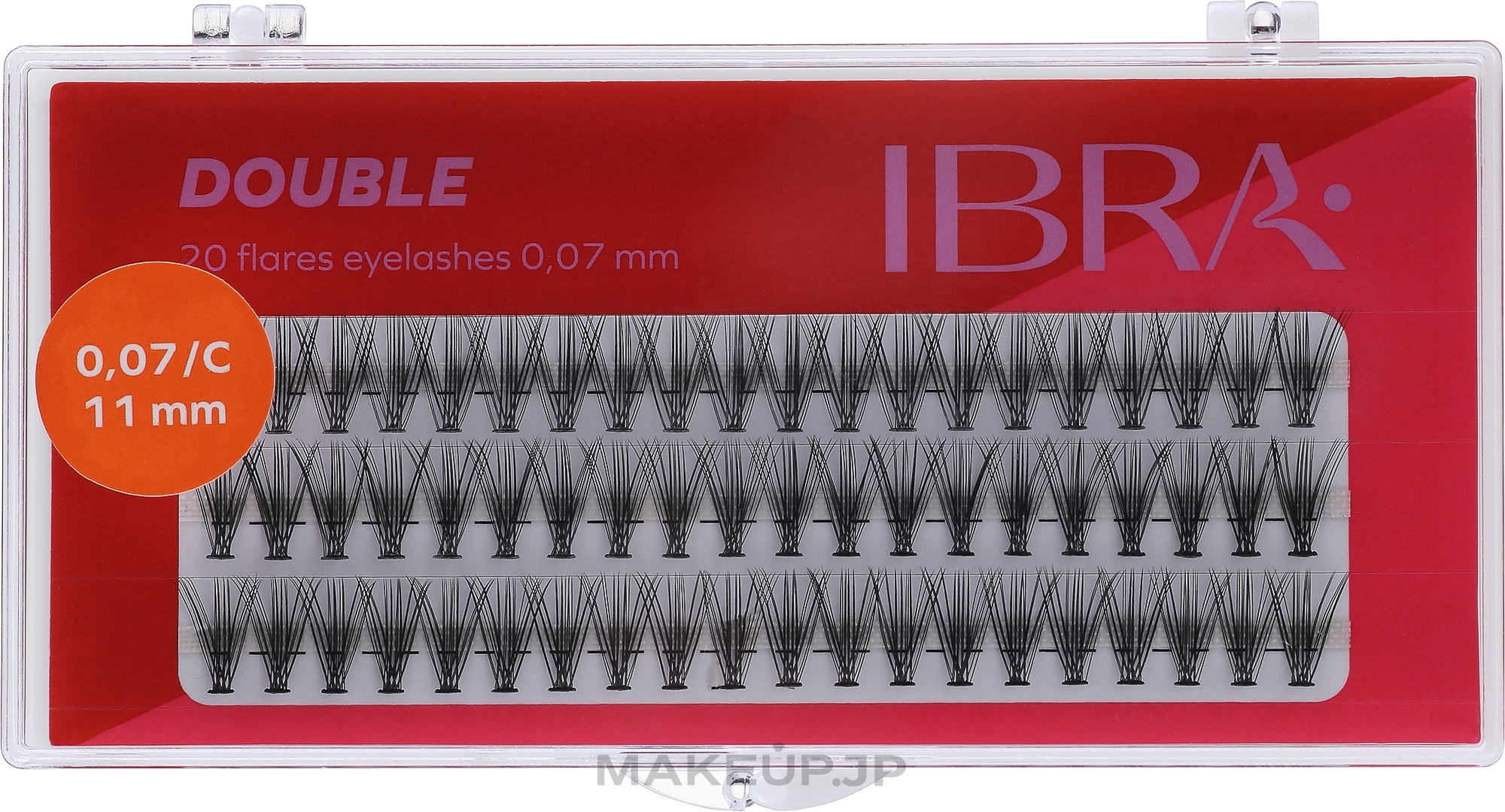 Individual Lashes, C 11 mm - Ibra 20 Flares Eyelash Knot-Free Double — photo 60 szt.