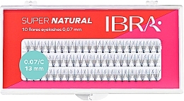 Individual Lashes 13 mm - Ibra 10 Flares Eyelash Knot Free Naturals C 0.07 mm — photo N1