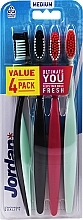 Fragrances, Perfumes, Cosmetics Toothbrush Soft, 4 pcs, black and green + black + pink + green - Jordan Ultimate You Soft Toothbrush