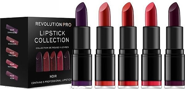 Lipstick Set, 5 pcs. - Revolution Pro 5 Lipstick Collection Noir — photo N5