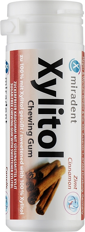 Miradent Xylitol Chewing Gum Cinnamon - Miradent Xylitol Chewing Gum Cinnamon — photo N1