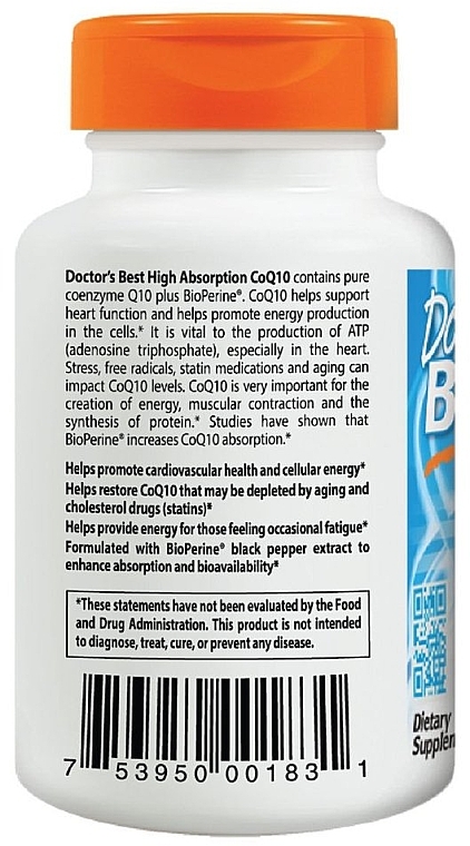 High Absorption Coenzyme Q10 - Doctor's Best High Absorption CoQ10 with BioPerine, 100 mg, 120 Softgels — photo N16