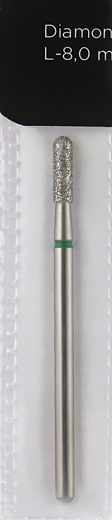 Diamond Nail File Drill Bit, rounded cylinder, L-8 mm, 2.3 mm, green - Head The Beauty Tools — photo N6