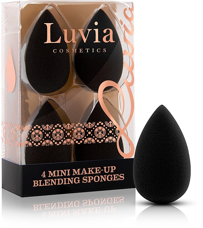 Mini Makeup Sponge Set, 4 pcs, black - Luvia Cosmetics Classic Make-up Blending Sponges Kit — photo N1