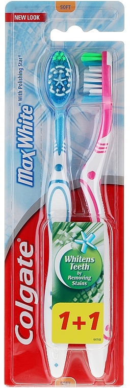 Toothbrush Max White Soft, blue + pink - Colgate Max White Soft Polishing Star — photo N1