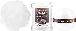 Set - IDC Institute Smoothie Coconut Set (bath/ball/140g + sponge/1pcs + salt/200g) — photo N2