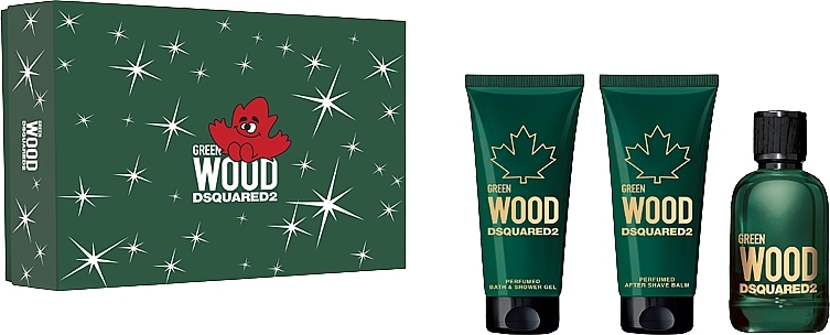 Dsquared2 Green Wood Pour Homme - Set (edt/100ml + sh/gel/100ml + ash/balm/100ml) — photo N1