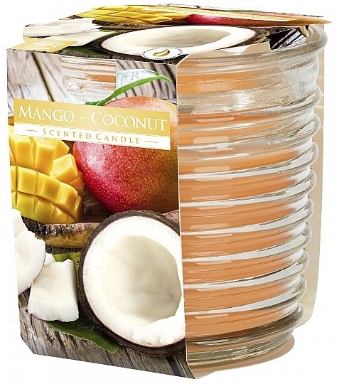 Premium Scented Candle in Ribbed Glass 'Mango & Coconut' - Bispol Scented Candle Mango-Coconut — photo N1