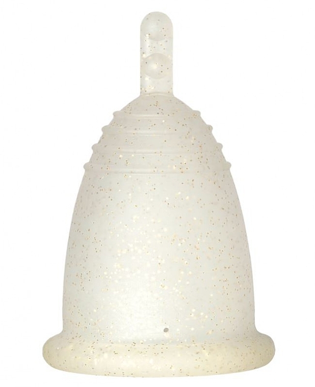 Menstrual Cup with Long Stem, XL-size, golden glitter - MeLuna Sport Menstrual Cup Stem — photo N2