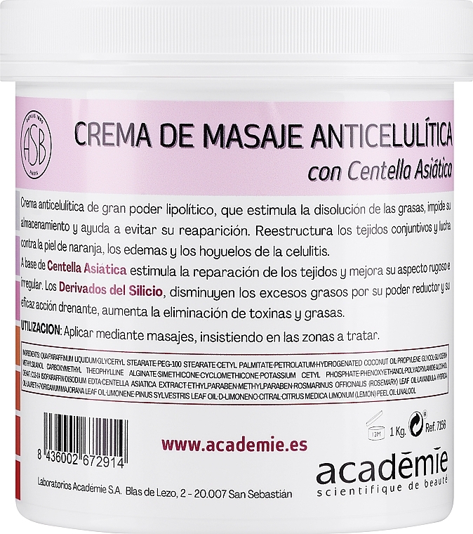 Anti-Cellulite Centella Massage Cream - Academie Anti-cellulite Massage Cream With Centella — photo N1