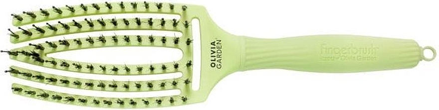 Curved Vented Brush with Combined Bristles - Olivia Garden Fingerbrush Tropical Lime — photo N15