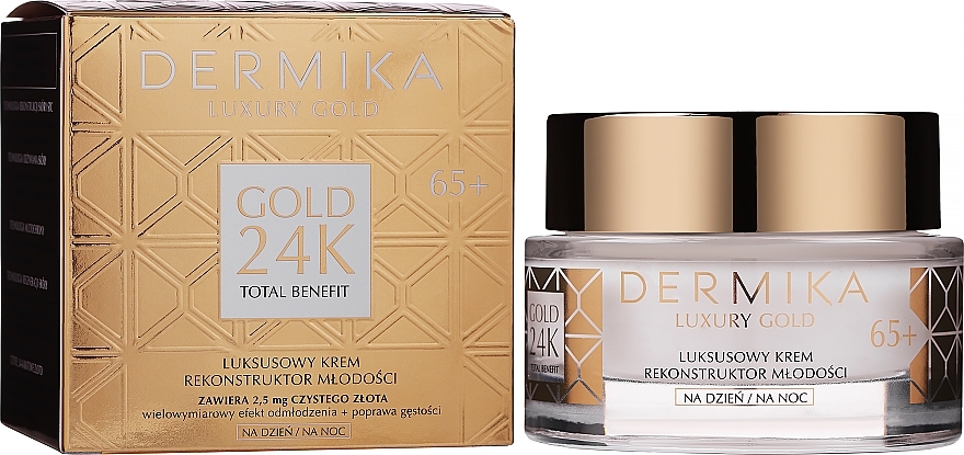 Youth Reconstruction Face Cream - Dermika Luxury Gold 24K Total Benefit Luxury Youth Reconstructor Cream 65+ — photo N1