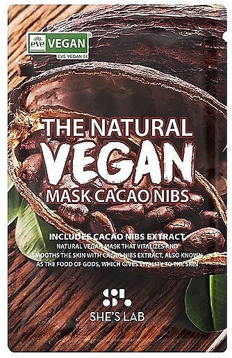 Cocoa Facial Sheet Mask - She’s Lab The Natural Vegan Mask Cacao — photo N10