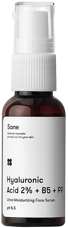 Hyaluronic Acid & Vitamins B5 & PP Serum - Sane Hyaluronic Acid 2% + B5 + PP — photo N1