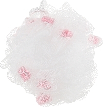 Fragrances, Perfumes, Cosmetics Synthetic Bath Sponge, large, pink-white - Balmy Naturel Bath Pouf Large