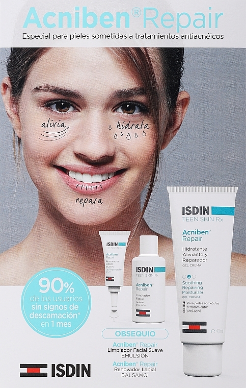 Set - Isdin Acniben Repair (lip/balm/2ml + gel/cr/40ml + cl/emulsion/15ml) — photo N1