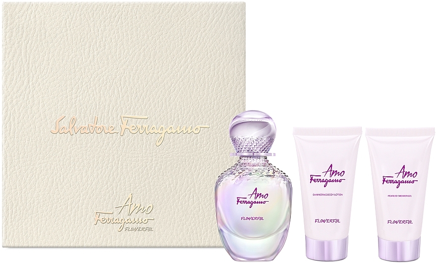 Salvatore Ferragamo Amo Ferragamo Flowerful - Set (edt/50 ml + sh/gel/50 ml + b/lot/50 ml) — photo N2