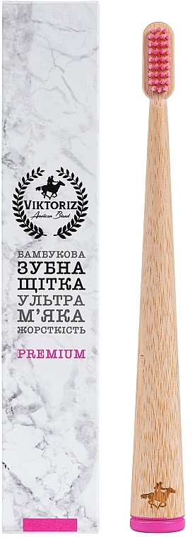 Bamboo Toothbrush, pink - Viktoriz Premium — photo N3