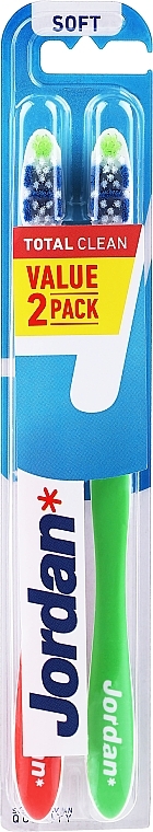 Soft Toothbrush "Total Clean", red+green - Jordan Total Clean Soft — photo N3