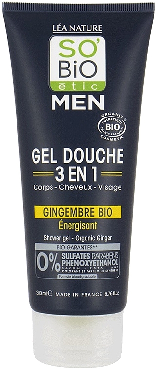 3-in-1 Ginger Shower Gel-Shampoo - So'Bio Etic Men Shower Gel Organic Ginger — photo N2