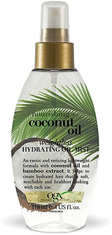 Light Moisturizing Oil Spray with Coconut Oil - OGX Coconut Milk Weightless Hydrating Oil Mist — photo N1