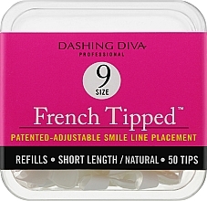 Natural Short Tips 'French' - Dashing Diva French Wrap 50 Tips (Size 9) — photo N1