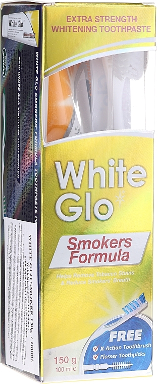 Set with Blue Brush - White Glo Smokers Formula (toothpaste/100ml + toothbrush + toothpicks) — photo N11