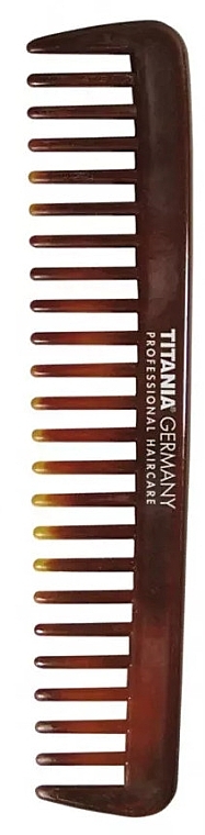Hair Comb with Sparse Teeth, 18,5 cm, yellow-brown - Titania — photo N1