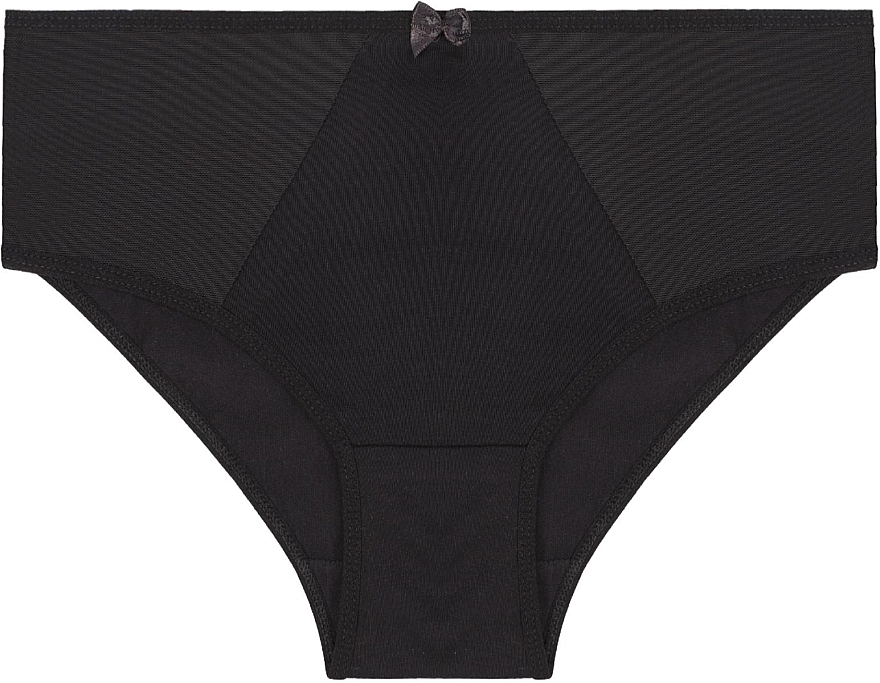 Women Bikini Panties with Transparent Inserts, black - Moraj — photo N1