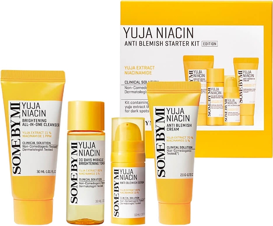 Set - Some By Mi Yuja Niacin Anti Blemish Starter Kit (f/toner/30ml + f/ser/10ml + f/cr/20g + f/gel/30ml) — photo N1