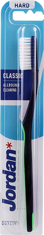 Toothbrush Hard "Classic", navy-green - Jordan Classic Hard Toothbrush — photo N1