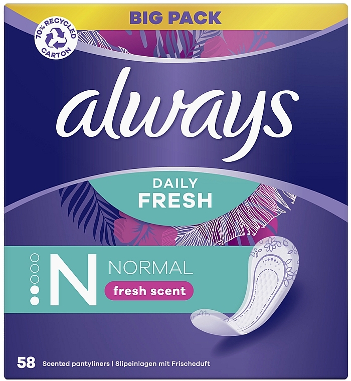 Sanitary Pads, 58pcs - Always Dailies Fresh & Protect Normal Deo — photo N10