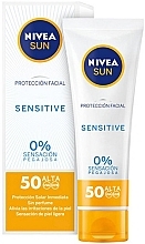 Fragrances, Perfumes, Cosmetics Facial Sun Cream - Nivea Sun Facial Sensitive Cream Spf50