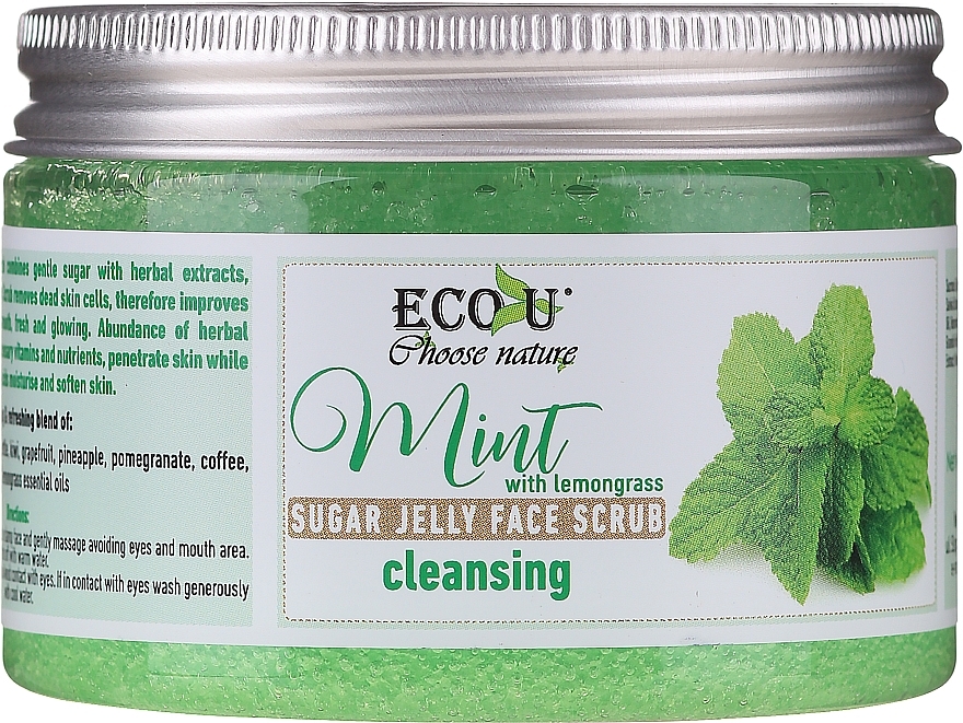 Cleansing Face Scrub with Mint & Sugar Jelly - Eco U Cleansing Mint Sugar Jelly Face Scrub — photo N2