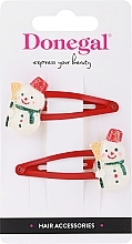 Hairpins FA-5738+1, red, snowmen - Donegal — photo N1