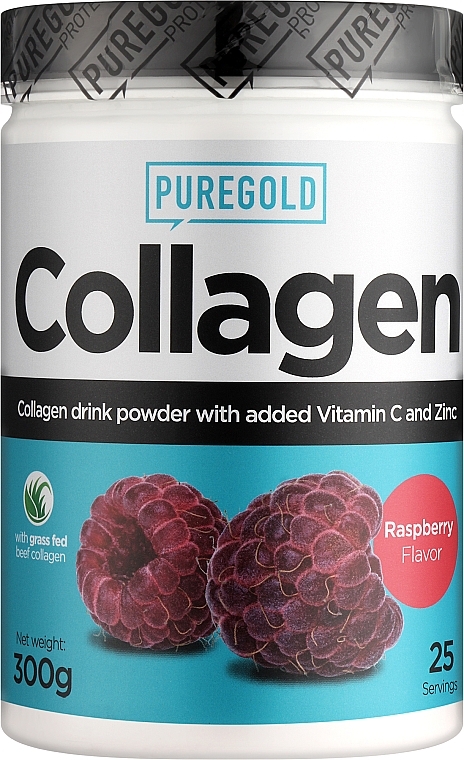 Collagen Drink Powder with Vitamin C & Zinc, Raspberry Flavoured - PureGold Collagen Marha — photo N1