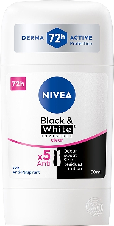 Deodorant Stick 'Invisible Black & White Protection' - Nivea Black & White Invisible Clear Deo Stick — photo N1