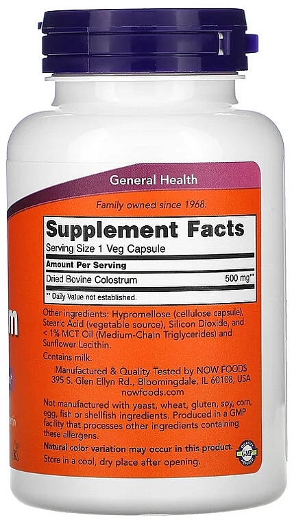 Capsules "Lactoferrin", 500 mg - Now Foods Colostrum — photo N2