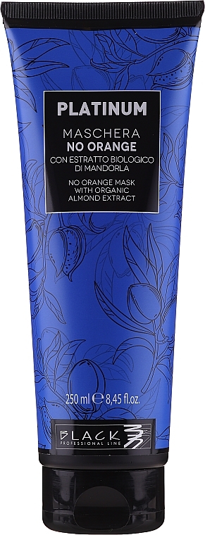 Hair mask with herbal almond extracts to neutralize orange and copper hues - Black Professional Line Platinum No Orange Mask With Organic Almond Extract — photo N5